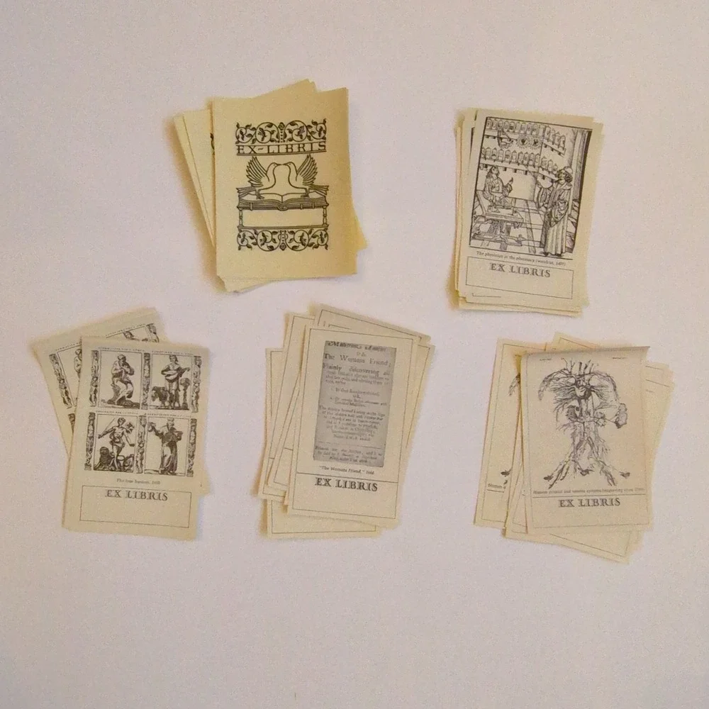 Vintage Antioch Bookplate Company Gum‎ Nameplates Birds Historial Medical Doctor